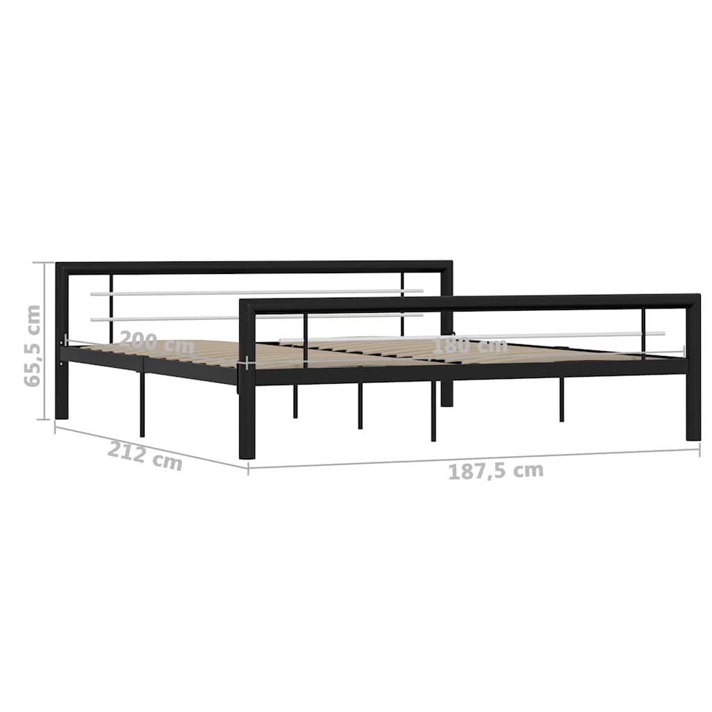 Bed Frame without Mattress Metal Black and white 180 x 200 cm