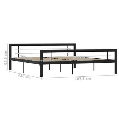 Bed Frame without Mattress Metal Black and white 180 x 200 cm