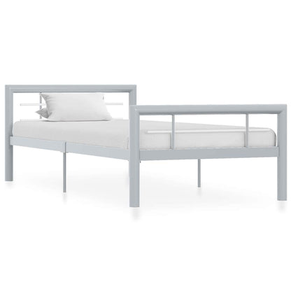Bed Frame without Mattress Metal Grey and white 100 x 200 cm