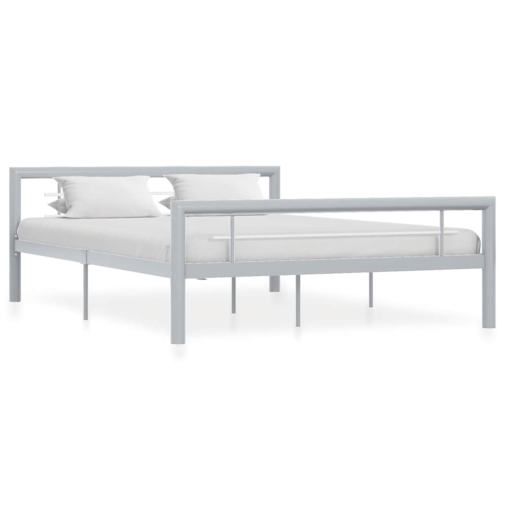 Bed Frame without Mattress Metal Grey and white 120 x 200 cm