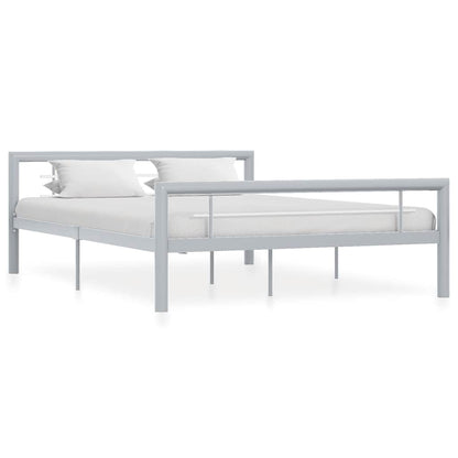 Bed Frame without Mattress Metal Grey and white 120 x 200 cm