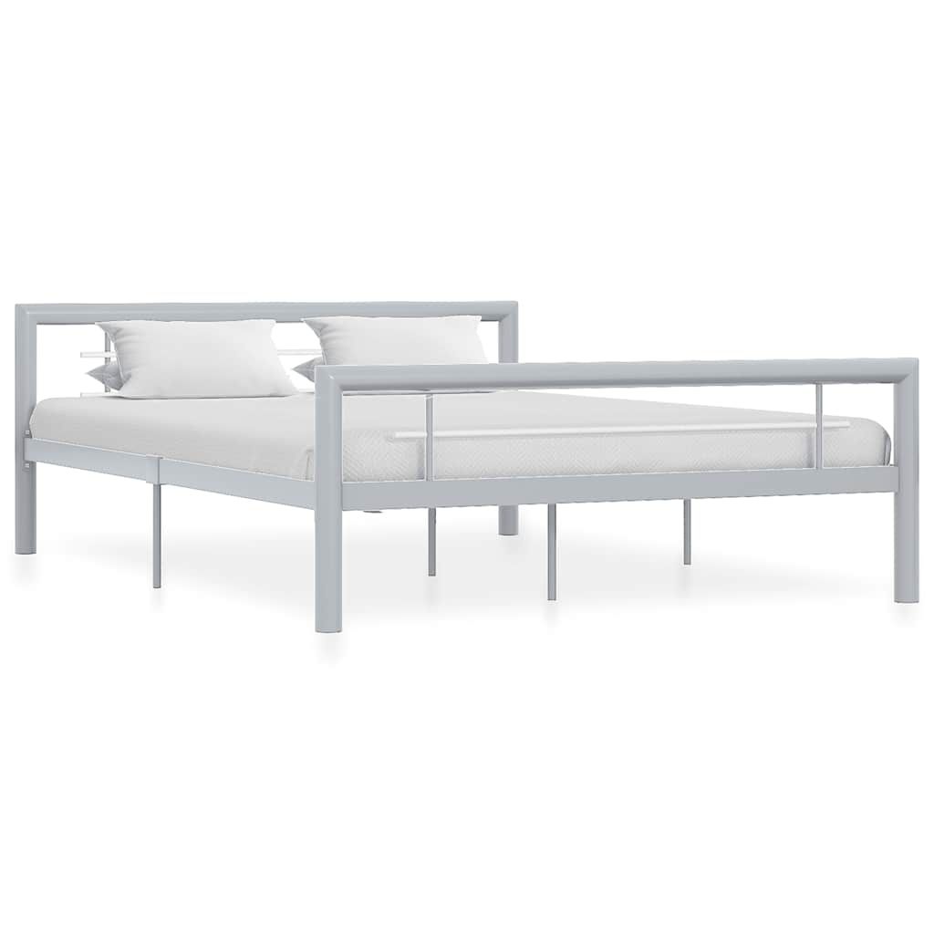 Bed Frame without Mattress Metal Grey and white 160 x 200 cm