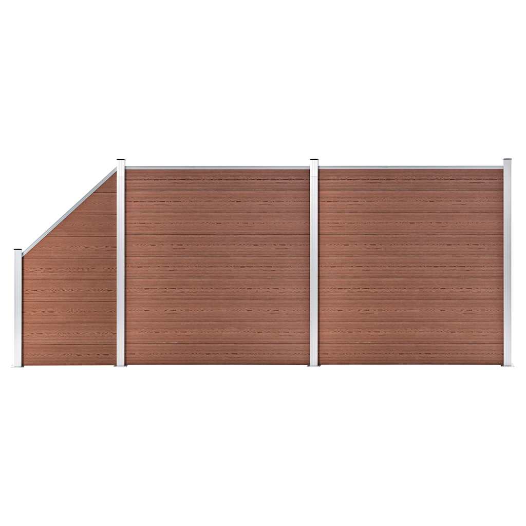 vidaXL WPC Fence Set 2 Square + 1 Slanted 446x186 cm Brown 1