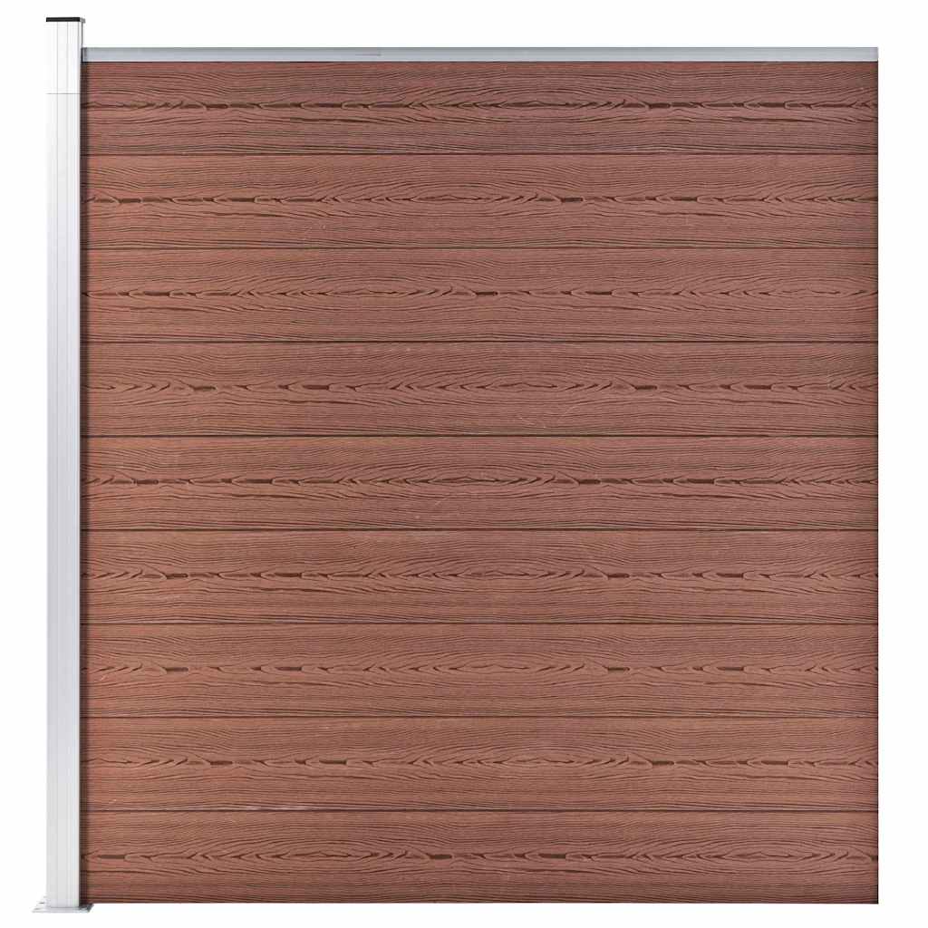vidaXL WPC Fence Set 2 Square + 1 Slanted 446x186 cm Brown 5