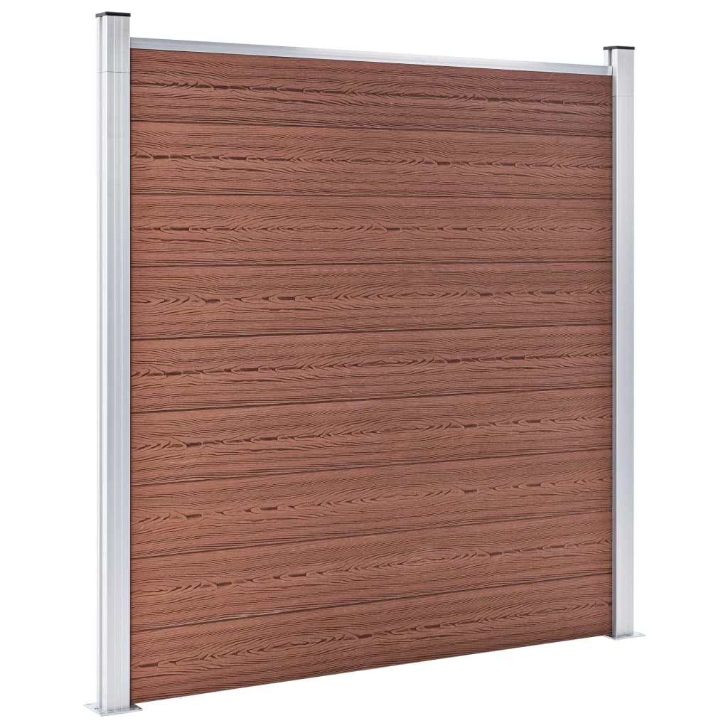 vidaXL WPC Fence Set 4 Square + 1 Slanted 792x186 cm Brown