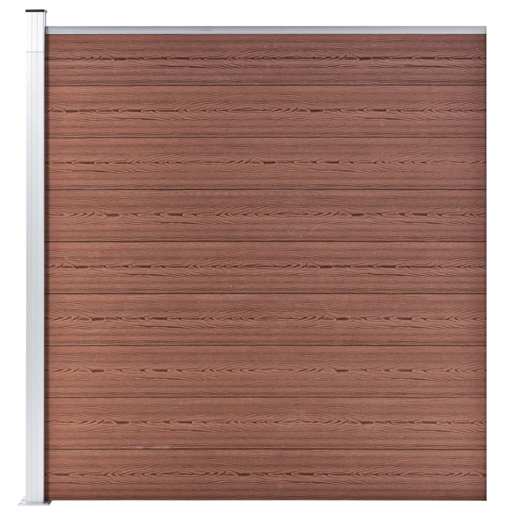 vidaXL WPC Fence Set 4 Square + 1 Slanted 792x186 cm Brown