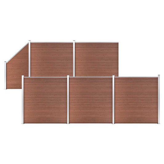 vidaXL WPC Fence Set 5 Square + 1 Slanted 965x186 cm Brown 1