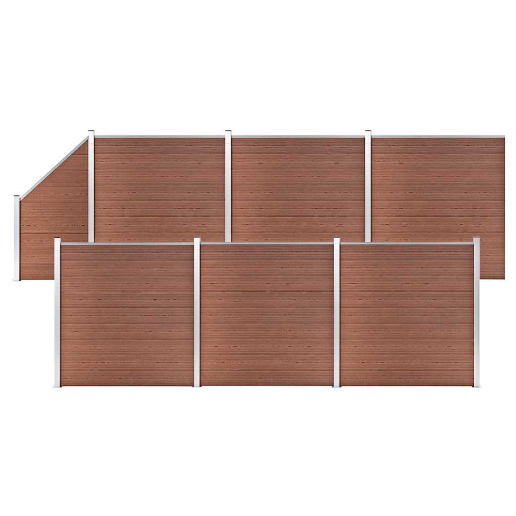 vidaXL WPC Fence Set 6 Square + 1 Slanted 1138x186 cm Brown 1