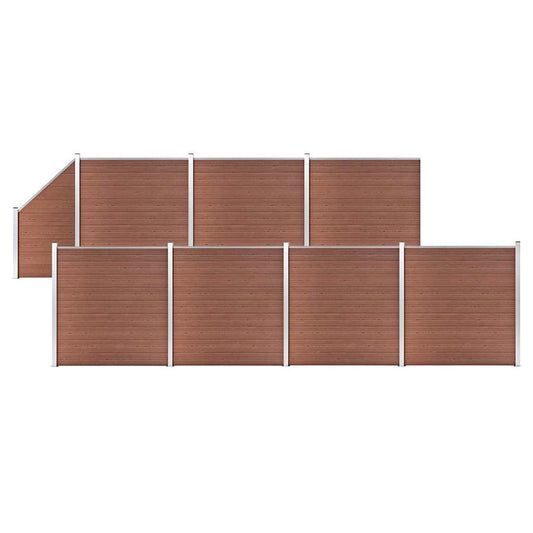 vidaXL WPC Fence Set 7 Square + 1 Slanted 1311x186 cm Brown 1