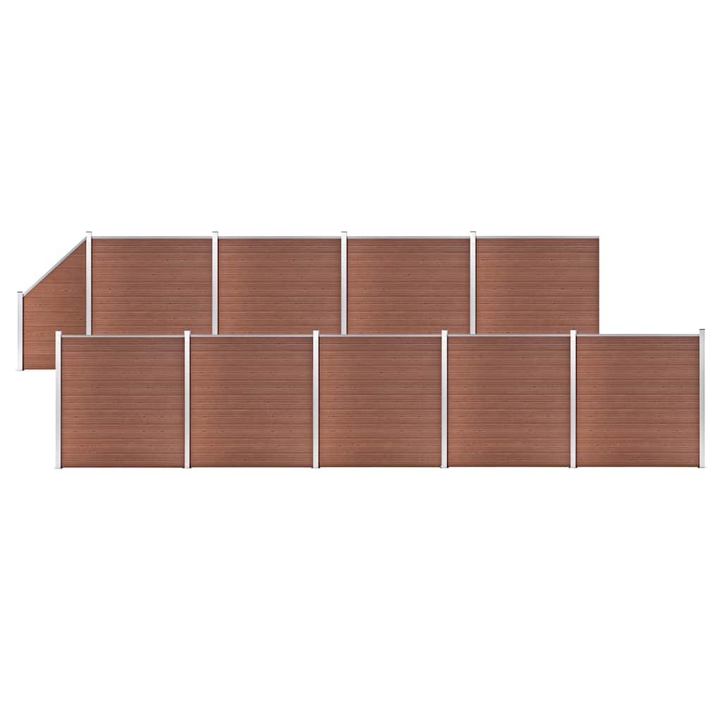 vidaXL WPC Fence Set 9 Square + 1 Slanted 1657x186 cm Brown 1