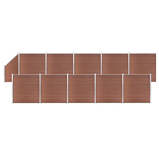 vidaXL WPC Fence Set 10 Square + 1 Slanted 1830x186 cm Brown 1
