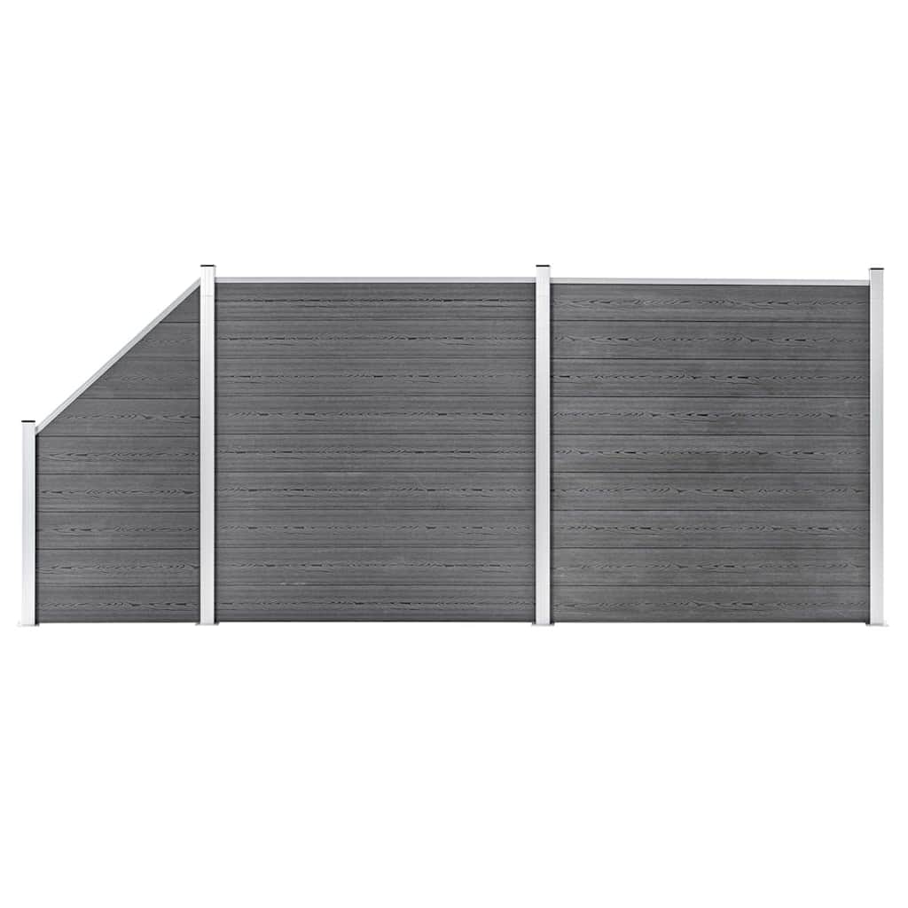 vidaXL WPC Fence Set 2 Square + 1 Slanted 446x186 cm Grey 1