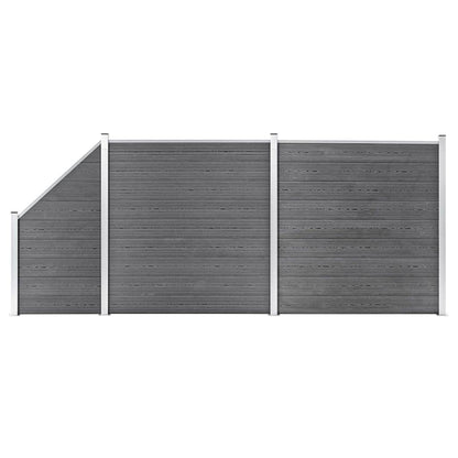 vidaXL WPC Fence Set 2 Square + 1 Slanted 446x186 cm Grey 1
