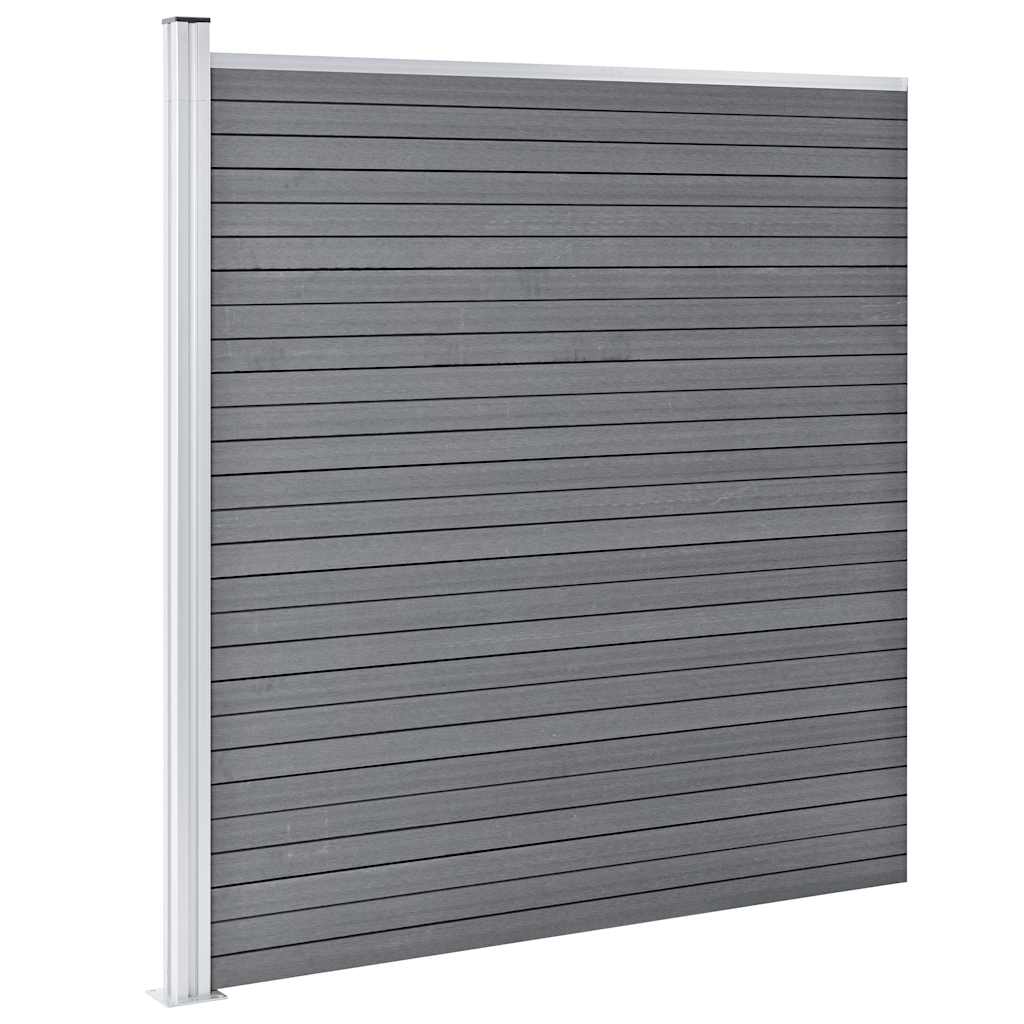 vidaXL WPC Fence Set 2 Square + 1 Slanted 446x186 cm Grey 3