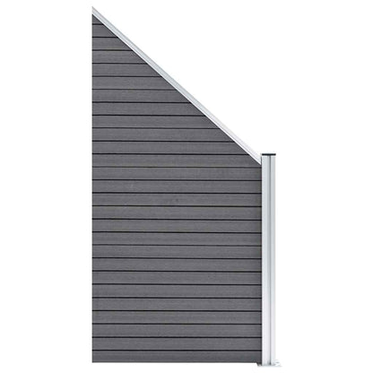 vidaXL WPC Fence Set 2 Square + 1 Slanted 446x186 cm Grey 6