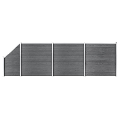 vidaXL WPC Fence Set 3 Square + 1 Slanted 619x186 cm Grey 1