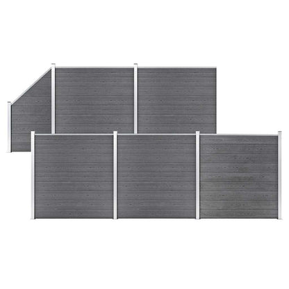 vidaXL WPC Fence Set 5 Square + 1 Slanted 965x186 cm Grey 1