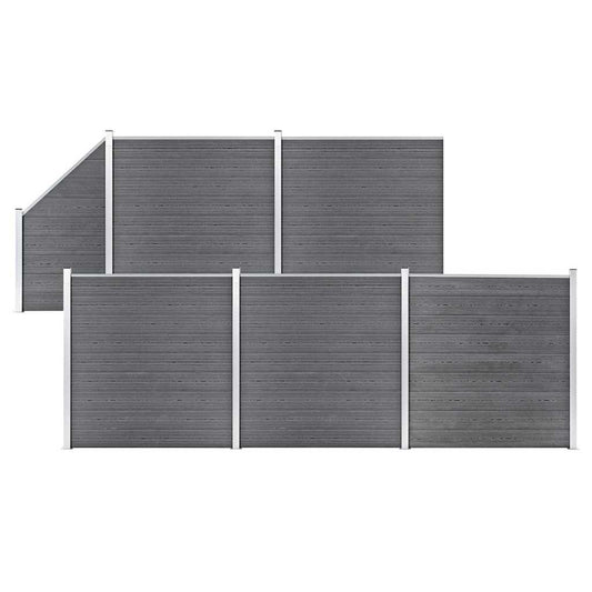 vidaXL WPC Fence Set 5 Square + 1 Slanted 965x186 cm Grey 1