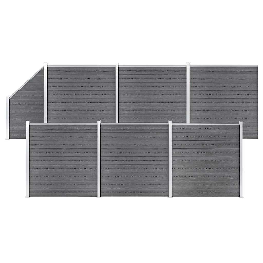 vidaXL WPC Fence Set 6 Square + 1 Slanted 1138x186 cm Grey 1