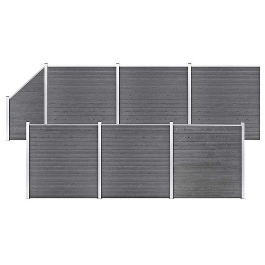 vidaXL WPC Fence Set 6 Square + 1 Slanted 1138x186 cm Grey 1