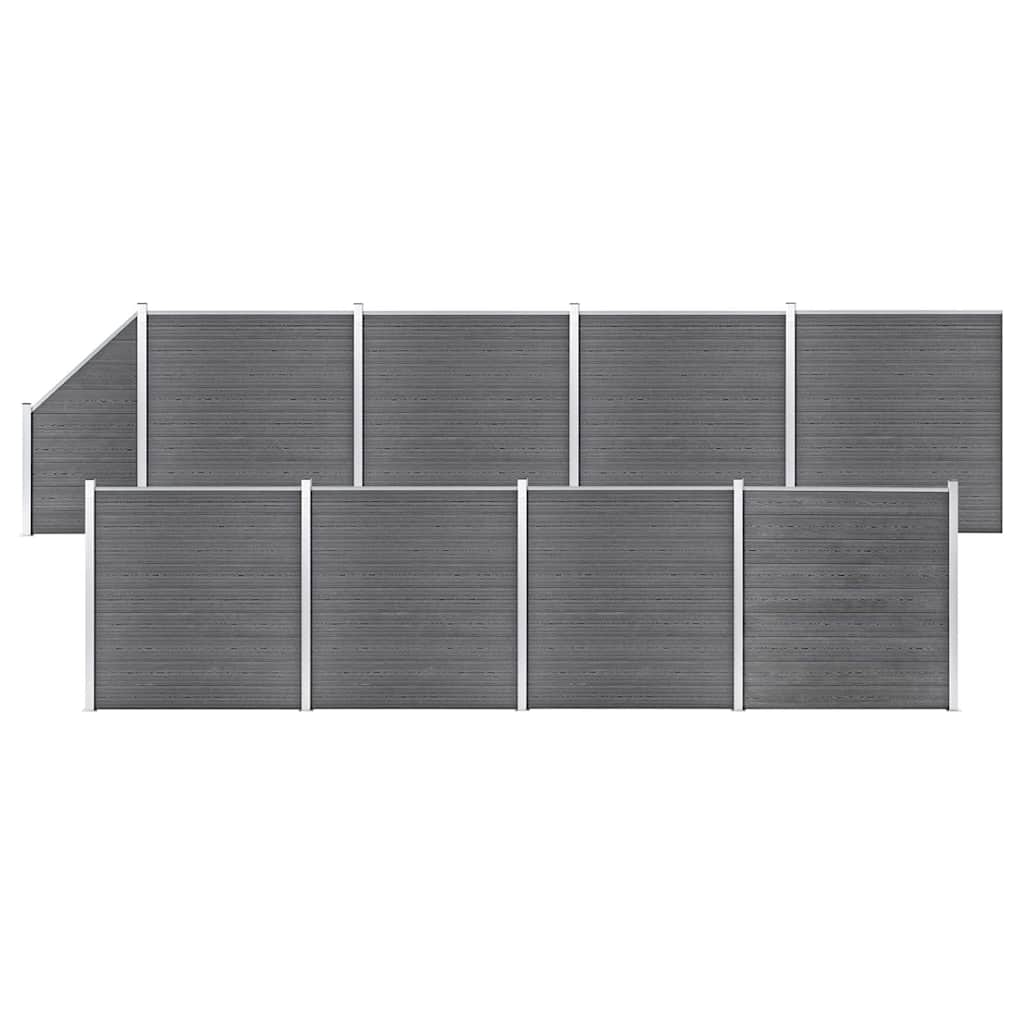 vidaXL WPC Fence Set 8 Square + 1 Slanted 1484x186 cm Grey 1