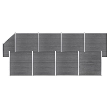 vidaXL WPC Fence Set 8 Square + 1 Slanted 1484x186 cm Grey 1