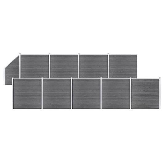 vidaXL WPC Fence Set 9 Square + 1 Slanted 1657x186 cm Grey 1