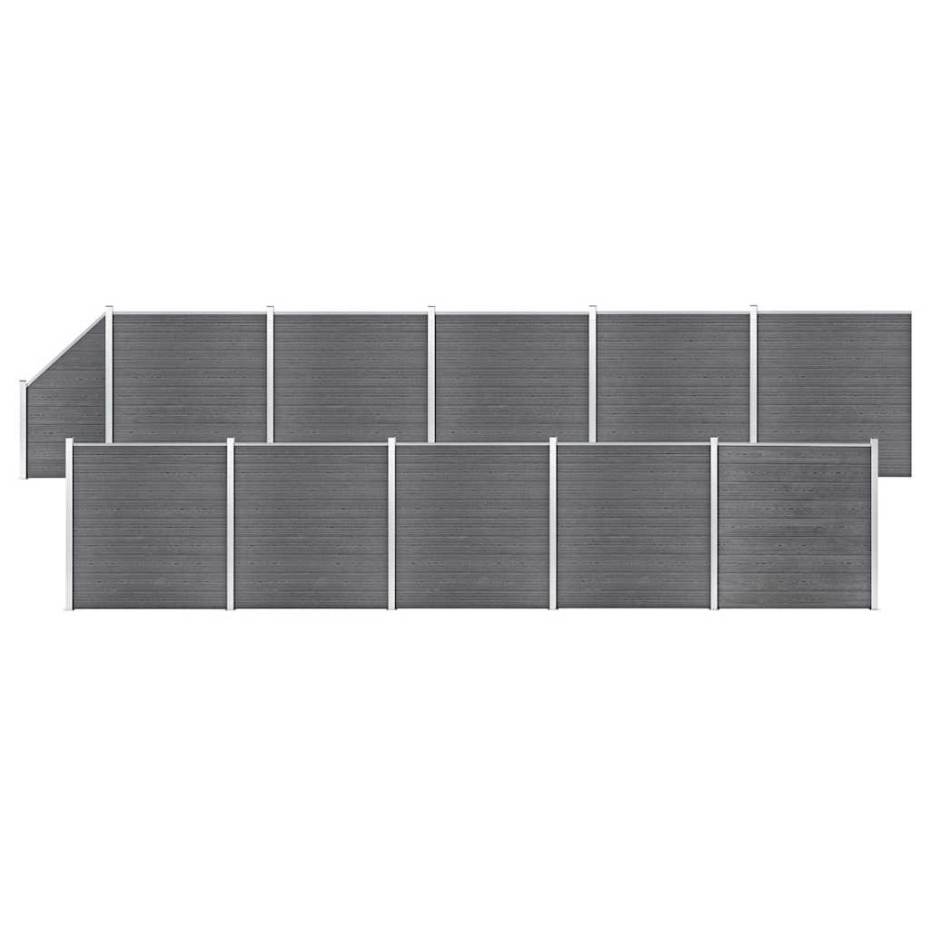 vidaXL WPC Fence Set 10 Square + 1 Slanted 1830x186 cm Grey 1