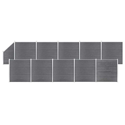 vidaXL WPC Fence Set 10 Square + 1 Slanted 1830x186 cm Grey 1