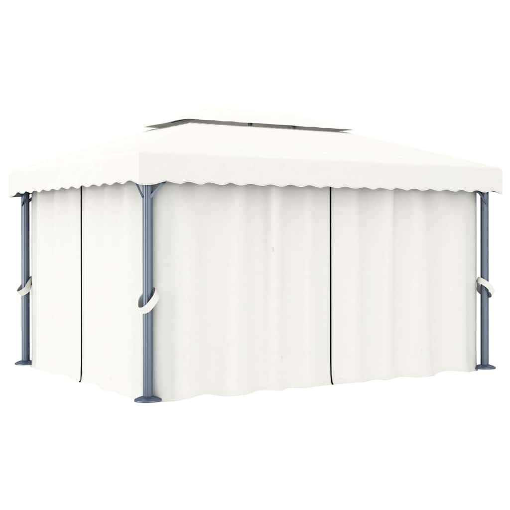 vidaXL Gazebo with Curtain 4x3 m Cream White Aluminium 1