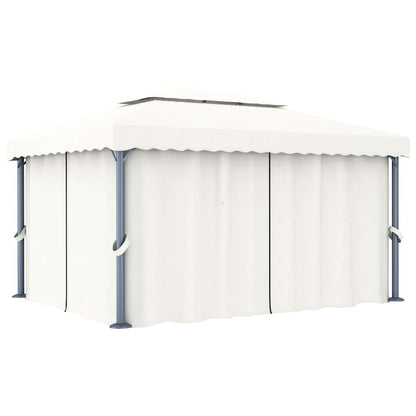vidaXL Gazebo with Curtain 4x3 m Cream White Aluminium 1