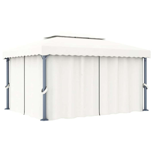 vidaXL Gazebo with Curtain 4x3 m Cream White Aluminium 1