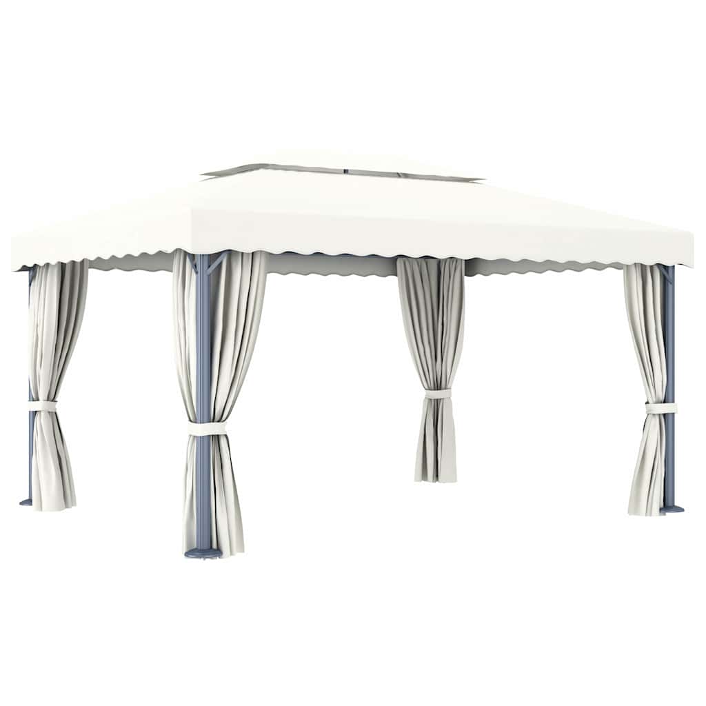 vidaXL Gazebo with Curtain 4x3 m Cream White Aluminium 5