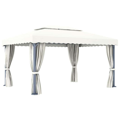 vidaXL Gazebo with Curtain 4x3 m Cream White Aluminium 5