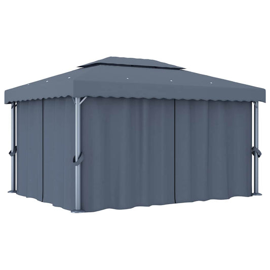 vidaXL Gazebo with Curtain 4x3 m Anthracite Aluminium 1