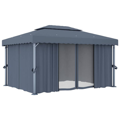 vidaXL Gazebo with Curtain 4x3 m Anthracite Aluminium 2