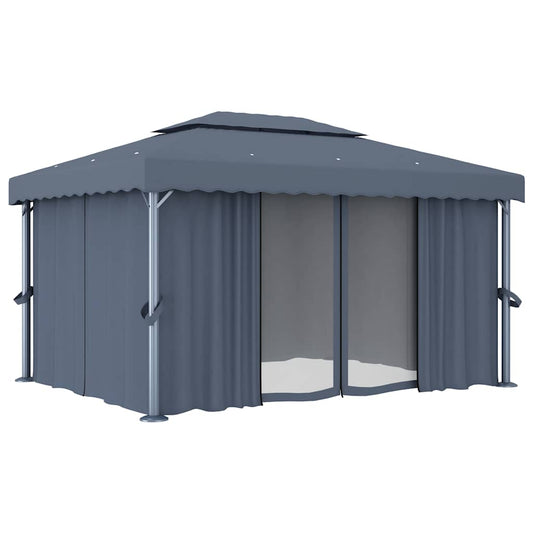 vidaXL Gazebo with Curtain 4x3 m Anthracite Aluminium 2
