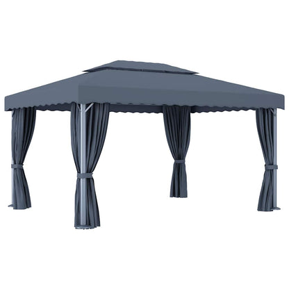 vidaXL Gazebo with Curtain 4x3 m Anthracite Aluminium 5