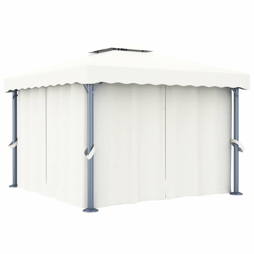 vidaXL Gazebo with Curtain 3x3 m Cream White Aluminium 1