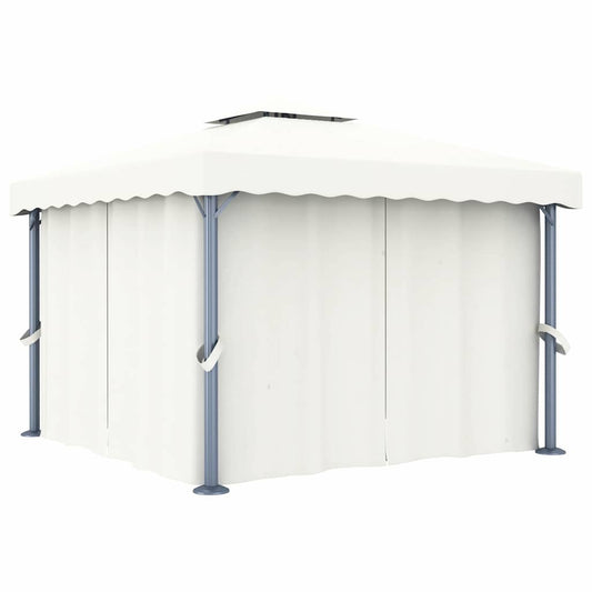 vidaXL Gazebo with Curtain 3x3 m Cream White Aluminium 1