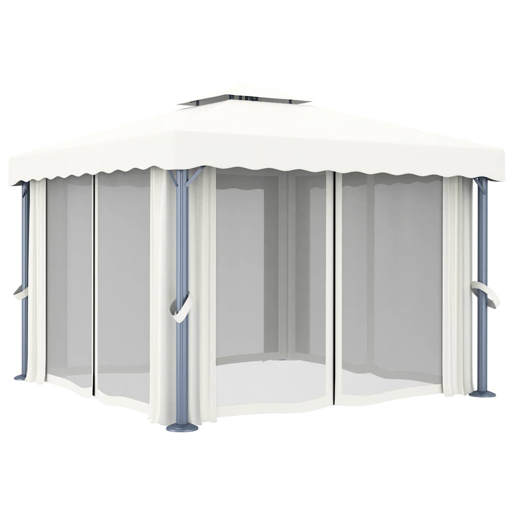 vidaXL Gazebo with Curtain 3x3 m Cream White Aluminium 3
