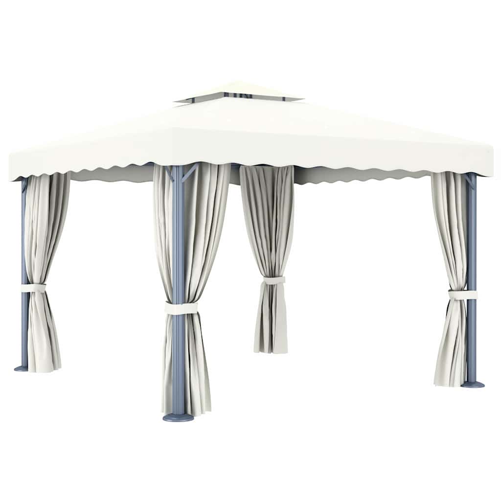 vidaXL Gazebo with Curtain 3x3 m Cream White Aluminium 4