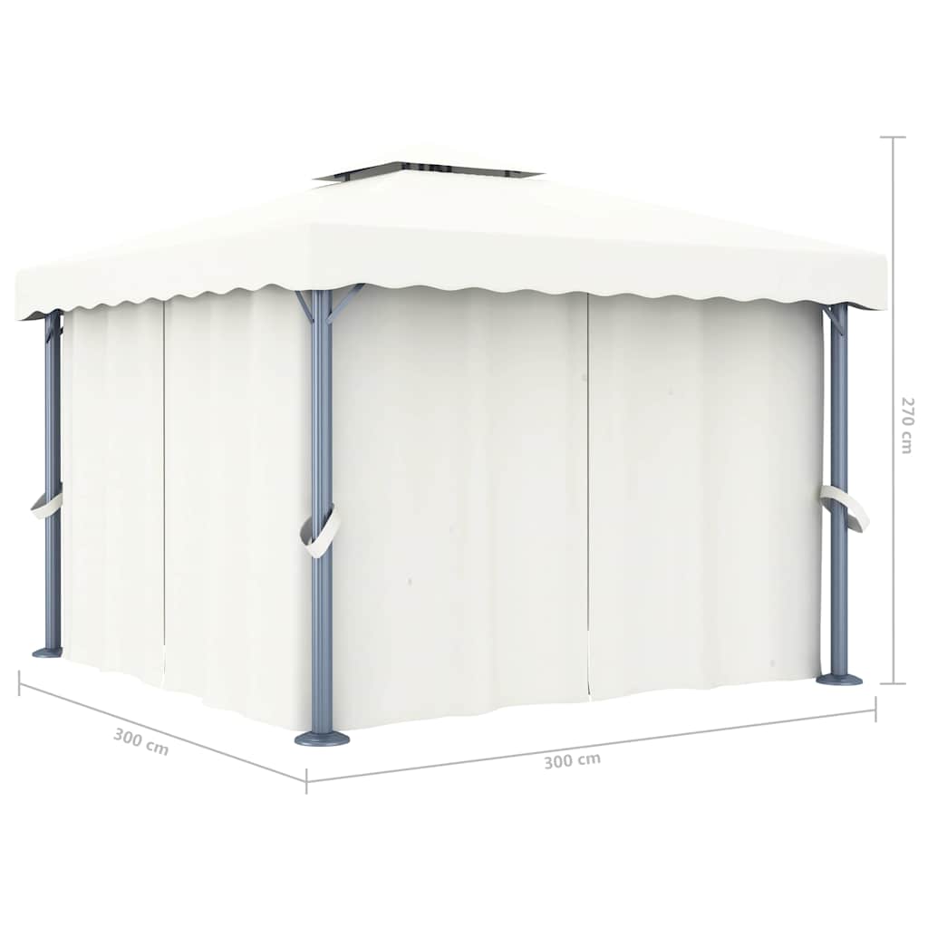 vidaXL Gazebo with Curtain 3x3 m Cream White Aluminium 6