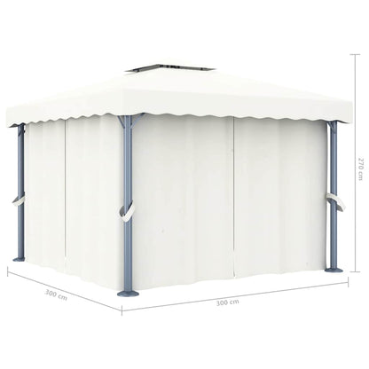 vidaXL Gazebo with Curtain 3x3 m Cream White Aluminium 6
