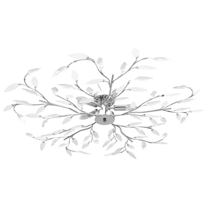 Ceiling Lamp Acrylic Crystal Leaf Arms for 5 E14 Bulbs White