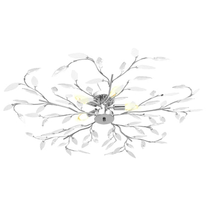 Ceiling Lamp Acrylic Crystal Leaf Arms for 5 E14 Bulbs White