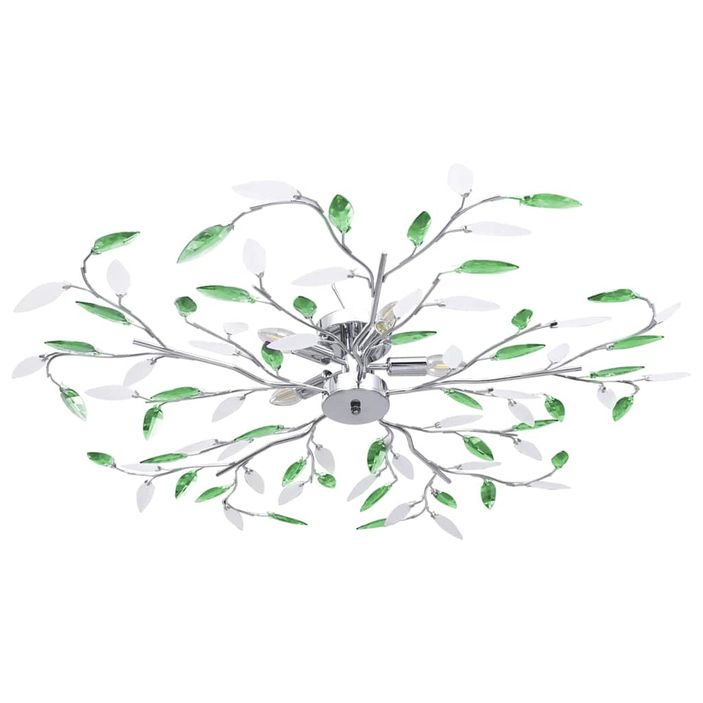 vidaXL Ceiling Lamp Acrylic Crystal Leaf Arms for 5 E14 Bulbs