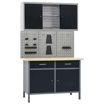 vidaXL Workbench with Three Wall Panels and One Cabinet 1