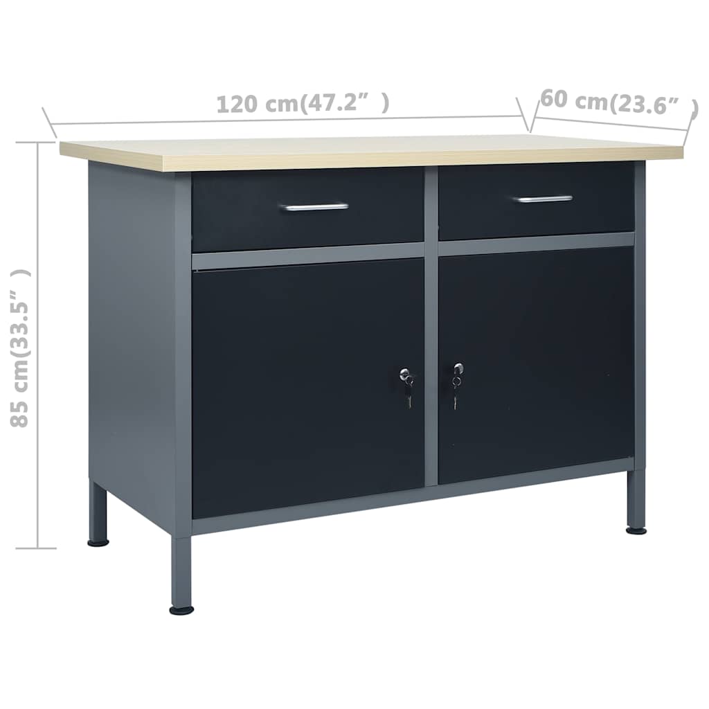 vidaXL Workbench with Three Wall Panels and One Cabinet 6