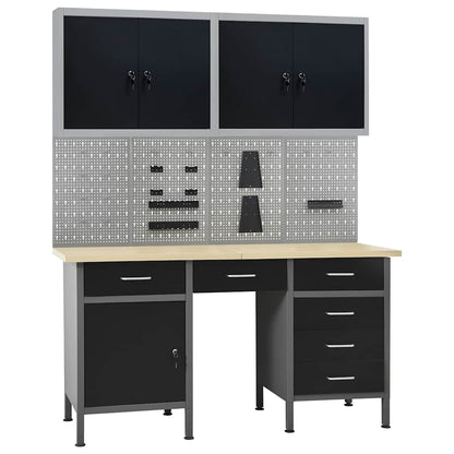 vidaXL Workbench with Four Wall Panels and Two Cabinets 1